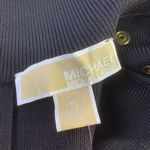 Michael Kors Womens Black Pleated Drop Waist Dress Mock Neck Size XL NWT - Picture 5 of 15